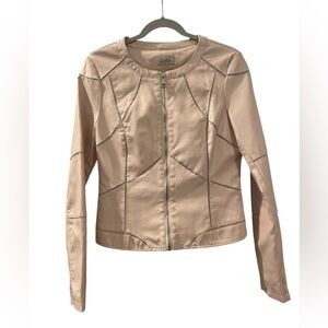 Women’s Pale Pink Faux Leather Jacket Size Small